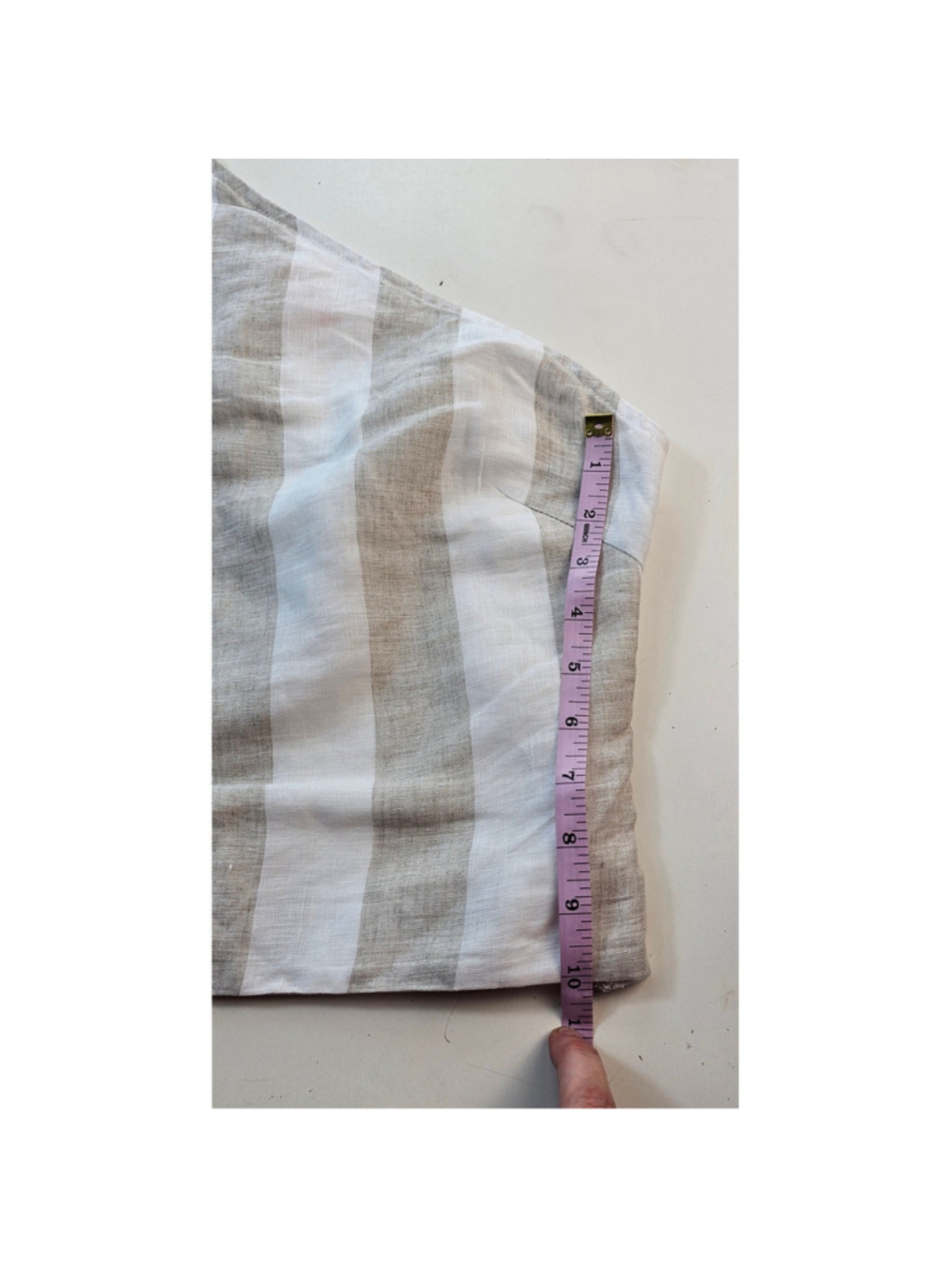 Olivaceous sz S neutral striped Linen sd zip one shoulder blouse EUC summer crop - Picture 10 of 11